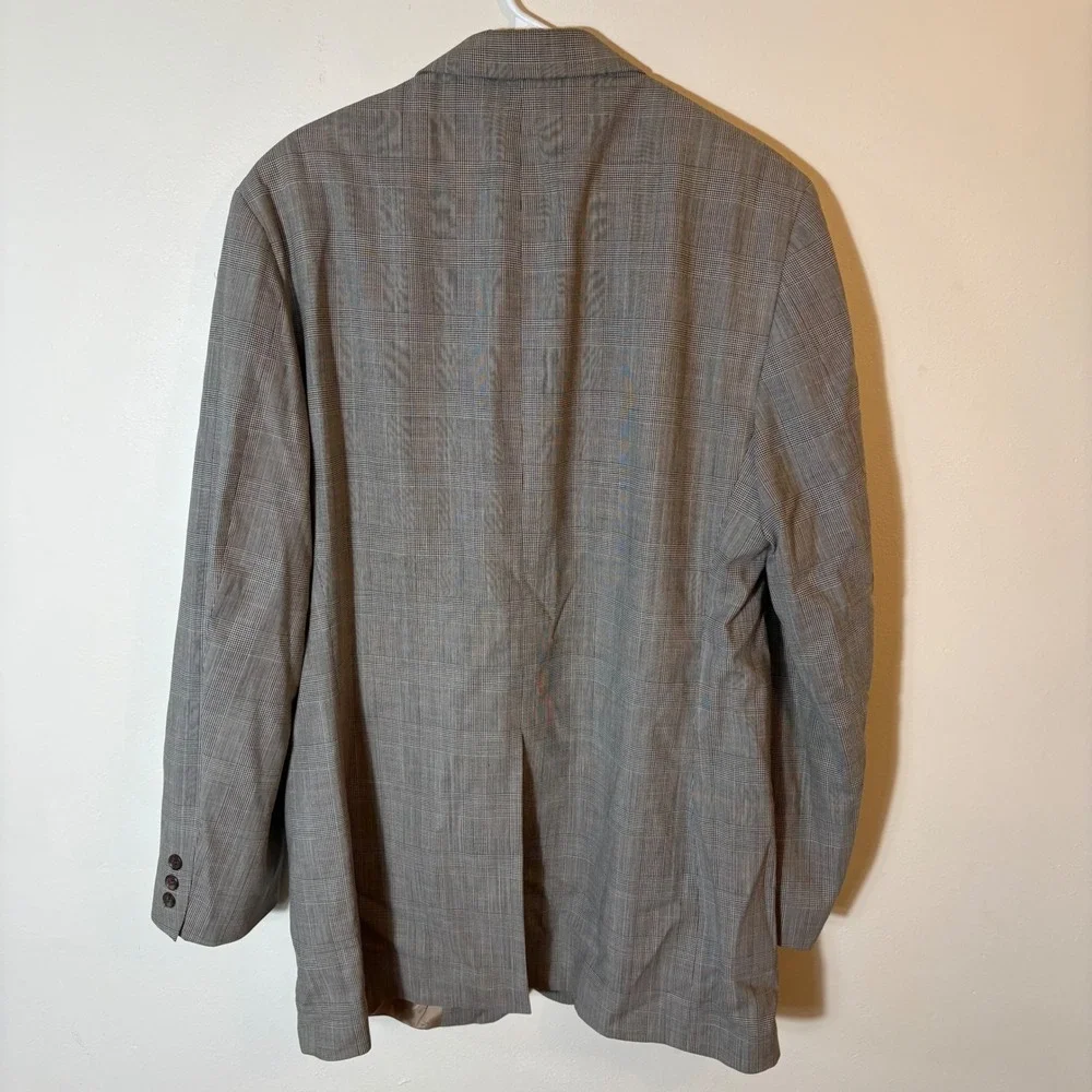 Brooks Brothers 43L Gray Glen Plaid Wool‎ Cotton Blend Blazer Made in USA